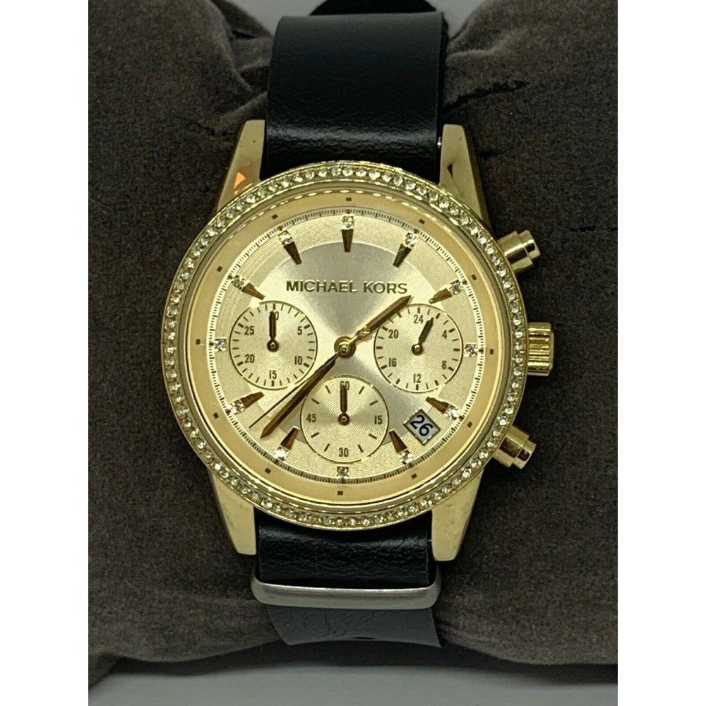 Michael Kors MK6328 Women's Black Leather Analog G